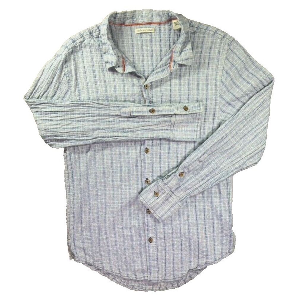 Carbon 2 Cobalt Shirt‎ Mens Medium Blue Striped Casual Outdoors Cruise Sailing
